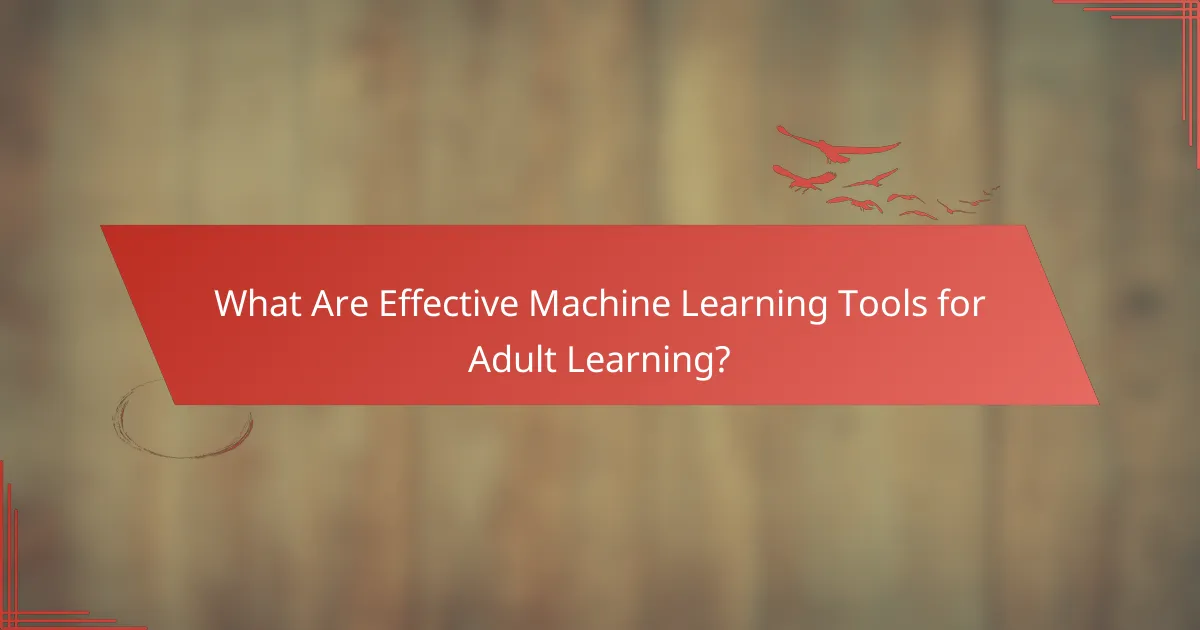 What Are Effective Machine Learning Tools for Adult Learning?