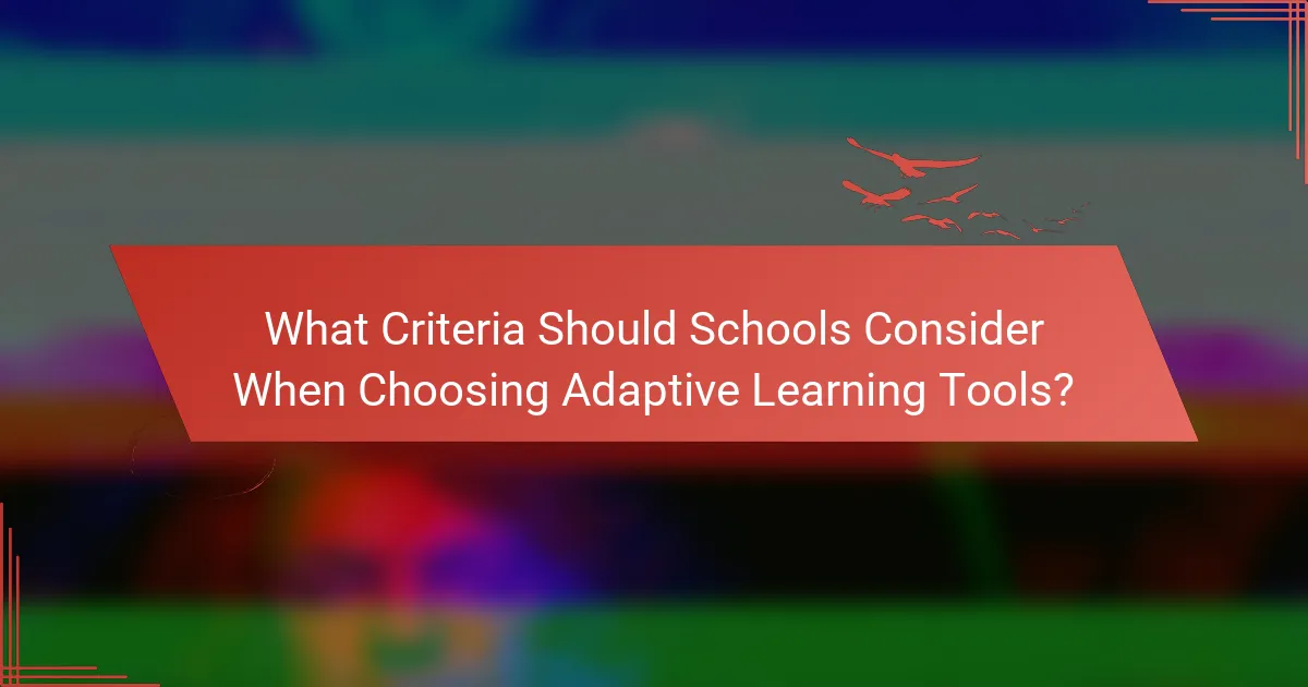 What Criteria Should Schools Consider When Choosing Adaptive Learning Tools?